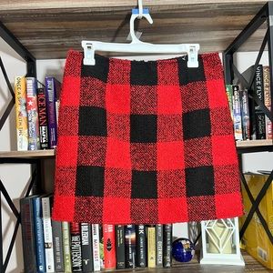 Red and Black Plaid Mini Skirt